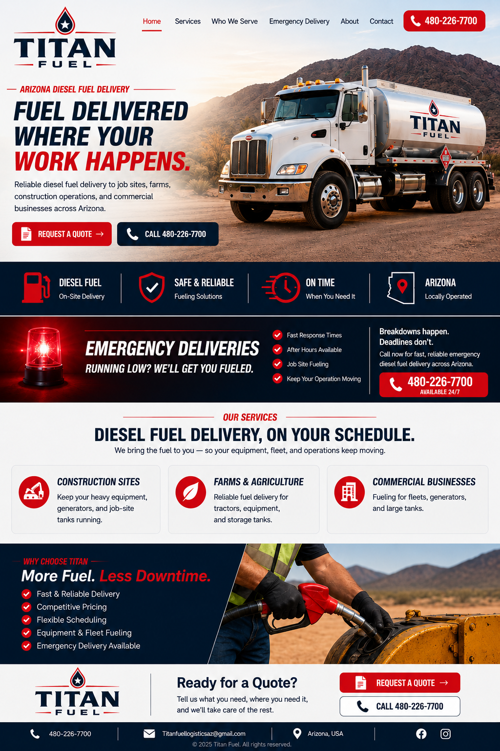 Titan Fuel Logistics Arizona diesel fuel delivery homepage